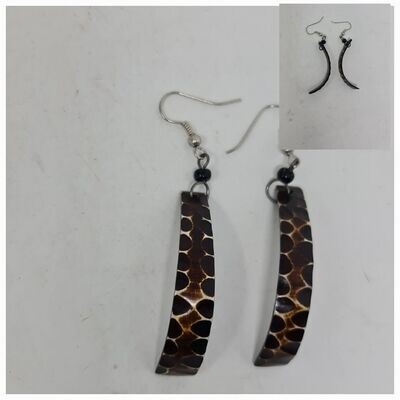 Hand Carved Cow Horn Earrings - 8cm