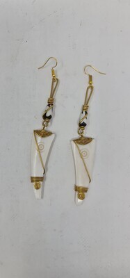 Hand Carved Elegant Cow Bone Earrings - 10cm