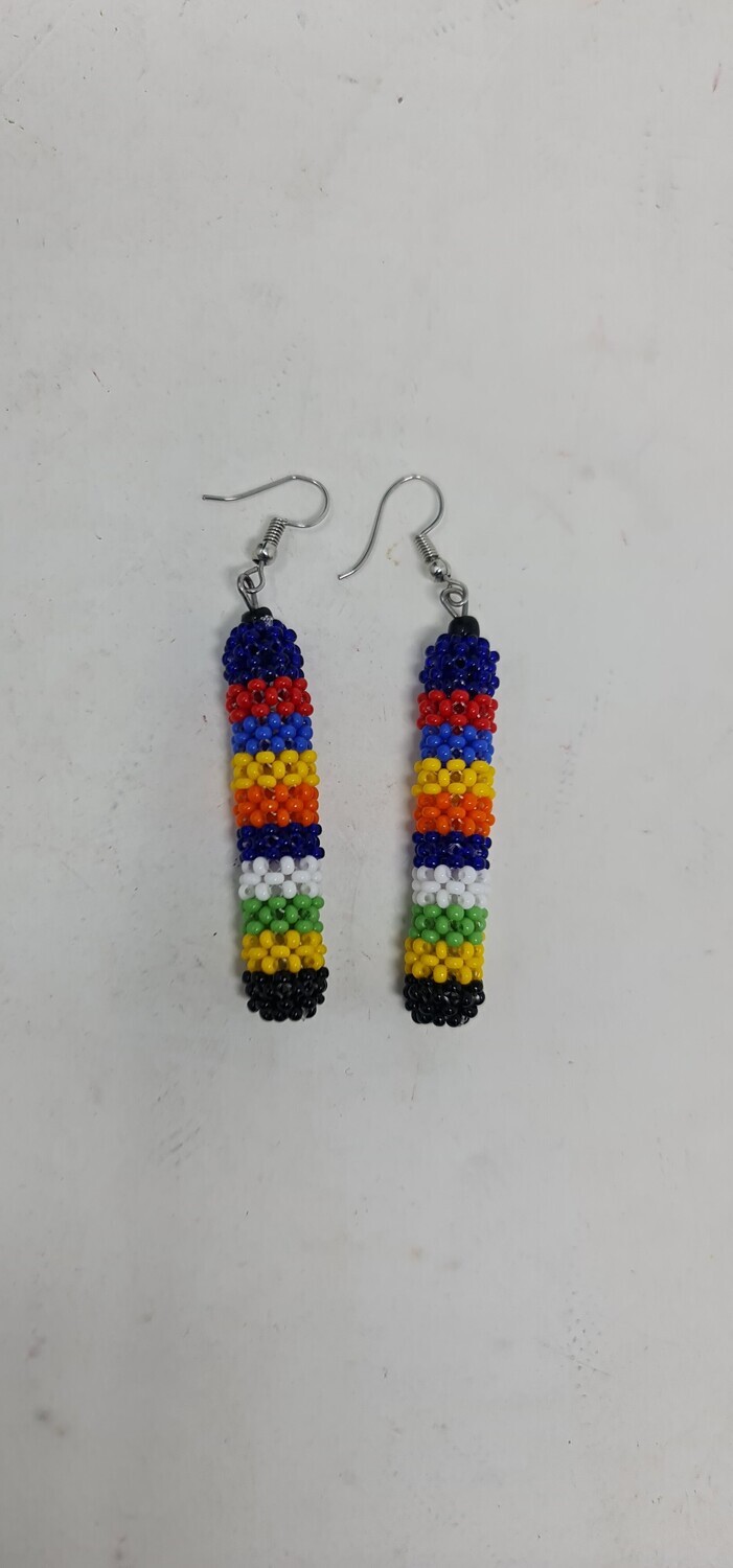 Handbeaded Earrings - Multicolored - 7cm