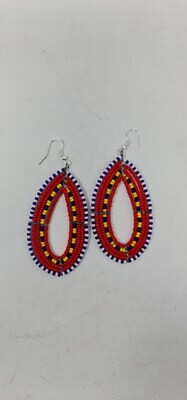 Masai Beaded Earrings - Orange Mix - 8cm