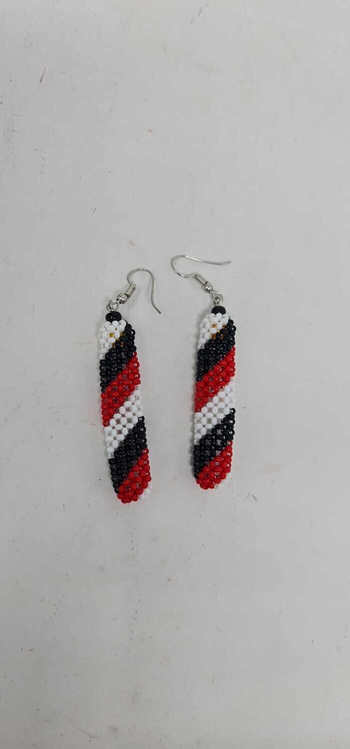Elegant Handbeaded Earrings - Trinidad and Tobago Flag - 7cm