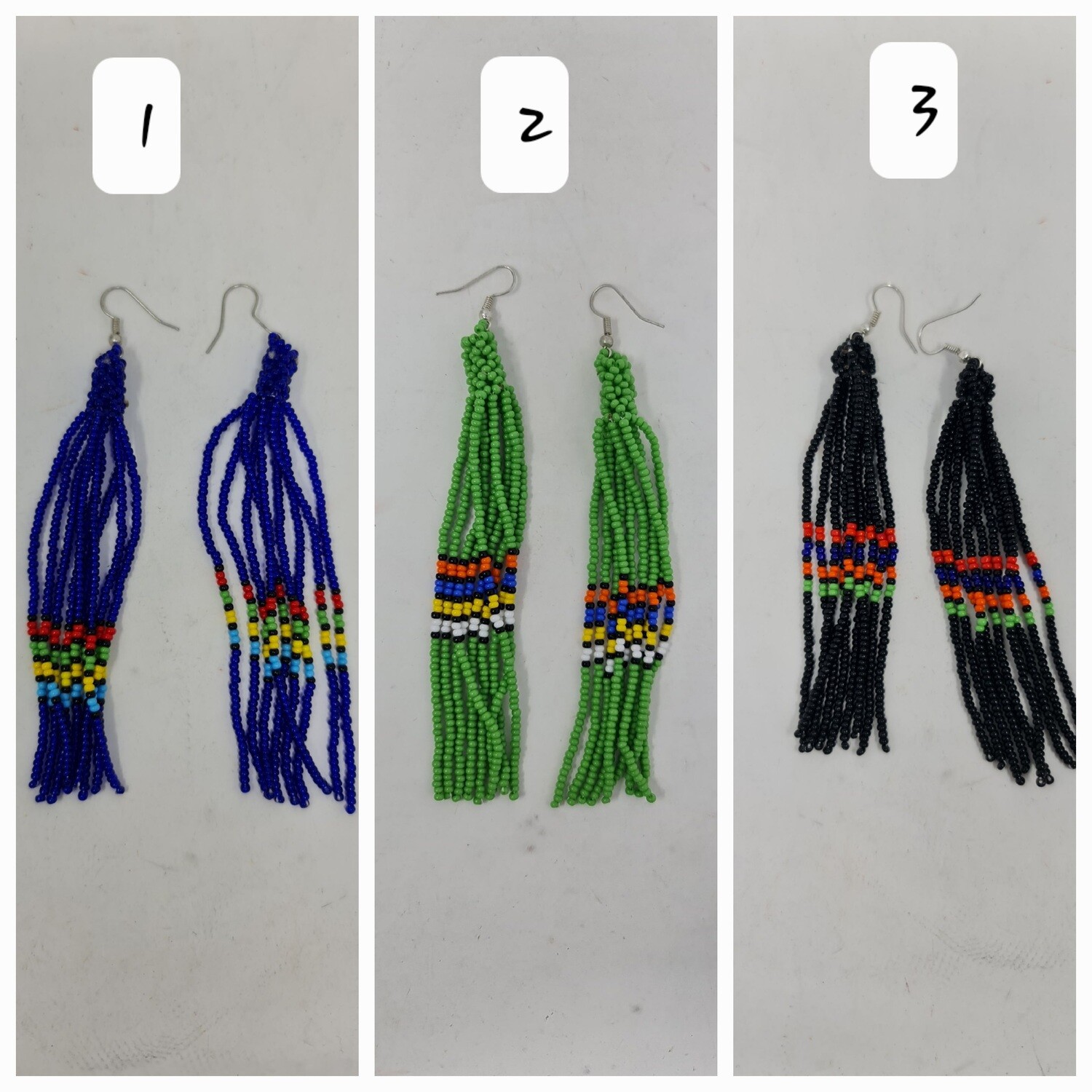 Long Hand Beaded Earrings - Mix - 12cm