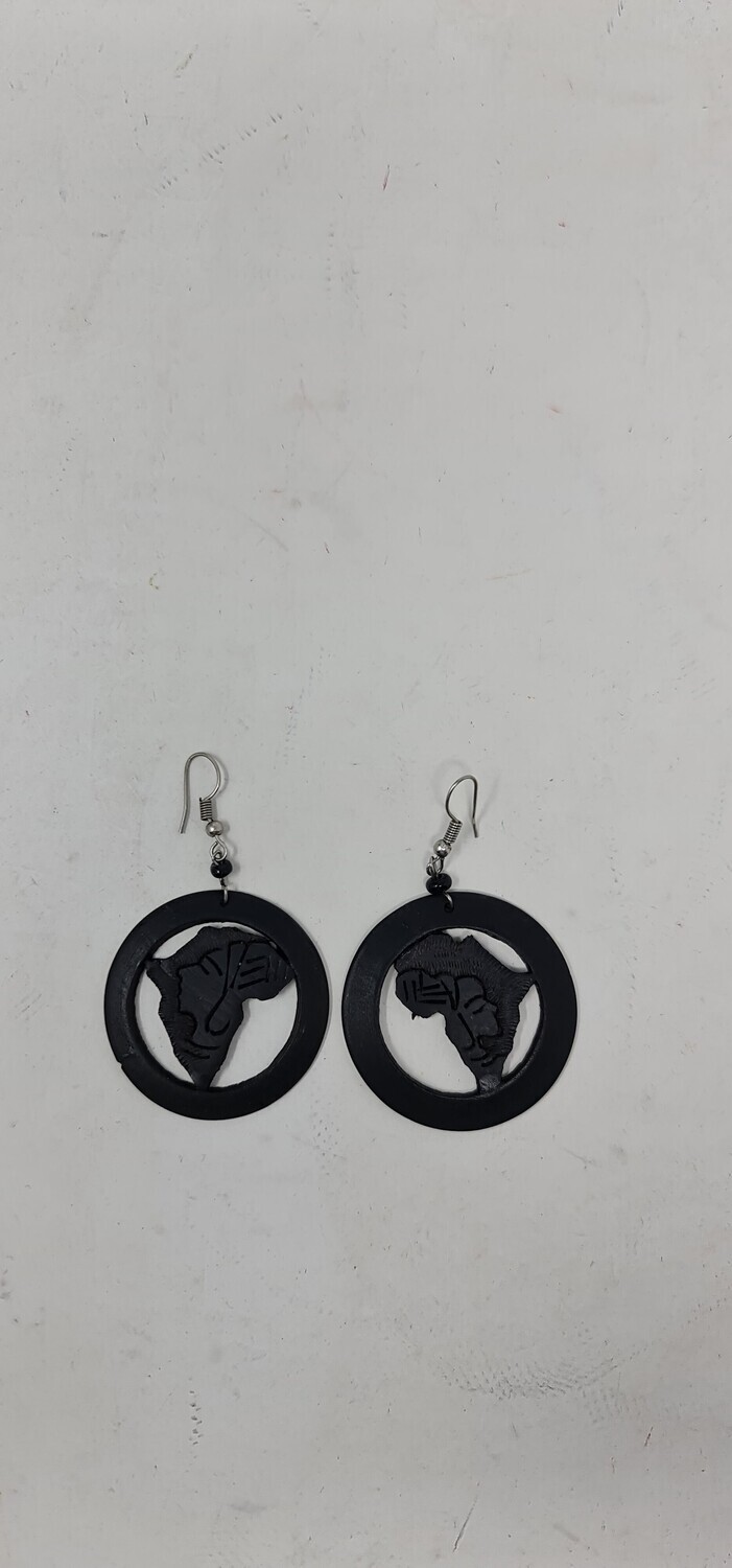 Ebony Wood Earrings - Handcrafted - Mama Africa - 6cm