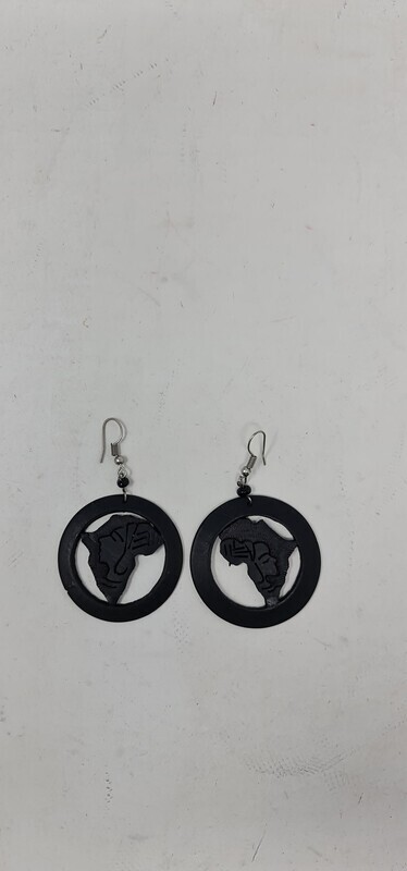 Ebony Wood Earrings - Handcrafted - Mama Africa - 6cm