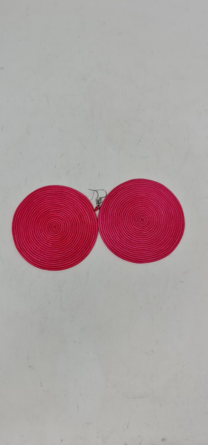 Rwandan Hand-Woven Earrings - Red - 11cm
