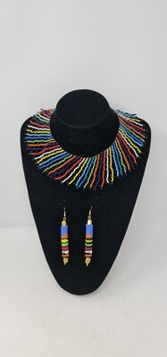Handbeaded Necklace and Earrings Gift Set - Marangi Mix