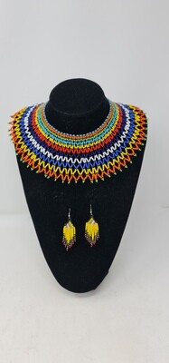 Handbeaded Necklace and Earrings Gift Set - Charanga Mix