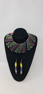 Handbeaded Necklace and Earrings Gift Set - Mix Colours