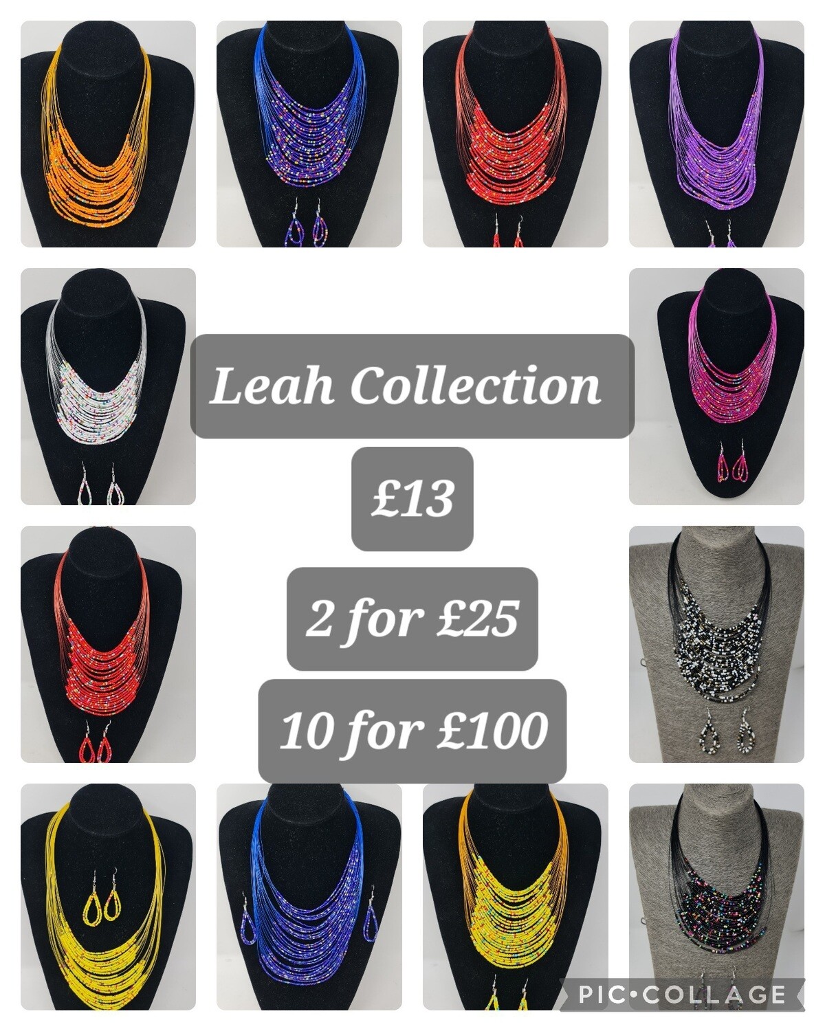 Handbeaded Necklace and Earrings - Leah Collection - Mix
