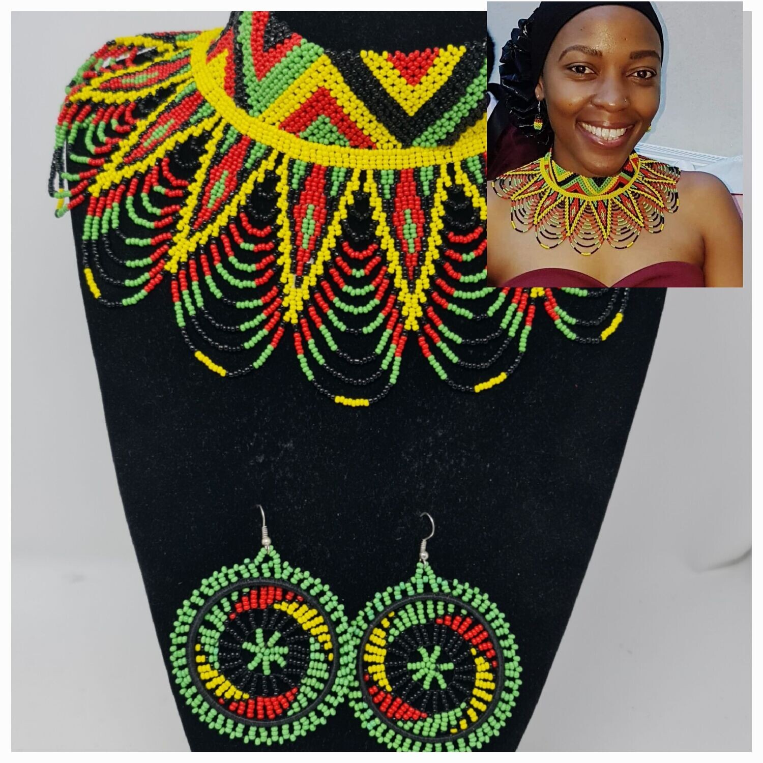 Handbeaded Necklace with Matching Earrings