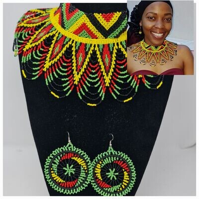 Handbeaded Necklace with Matching Earrings