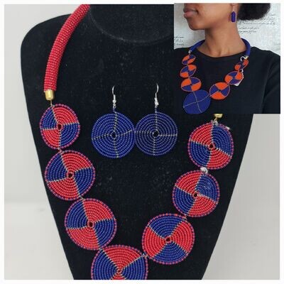 Handbeaded Necklace with Matching Earrings - Viduara