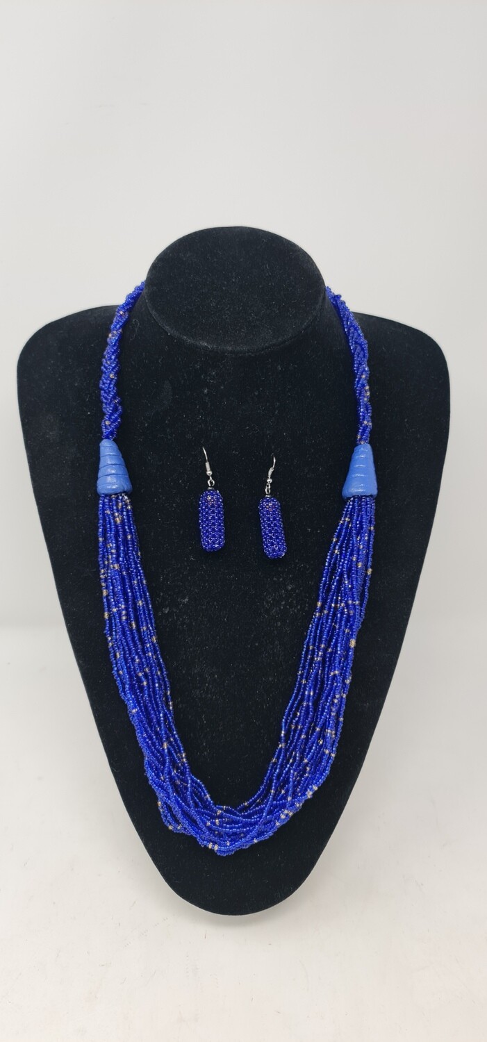 Handbeaded Necklace with Matching Earrings - Kabuluu