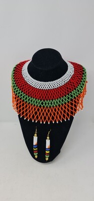 Handbeaded Necklace with Matching Earrings - Mrembo
