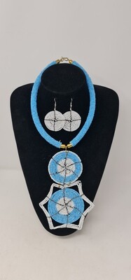 Handbeaded Necklace with Matching Earrings - Nyota