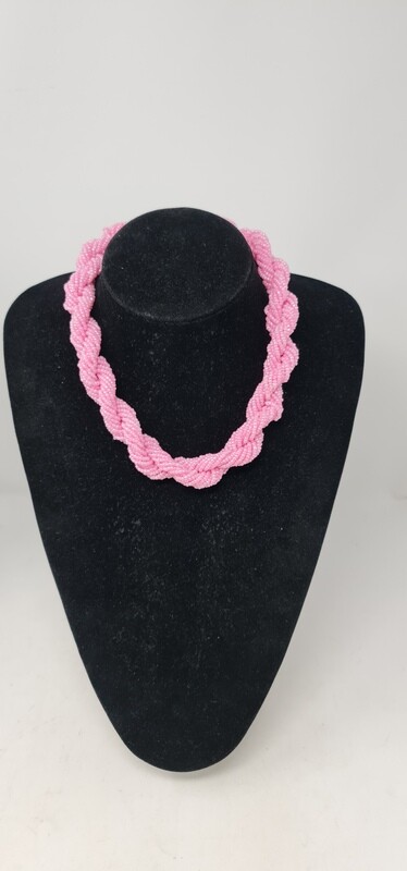 Statement Handbeaded Necklace - Sokota Pink