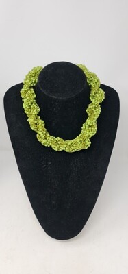 Statement Handbeaded Necklace - Sokota Lime Green