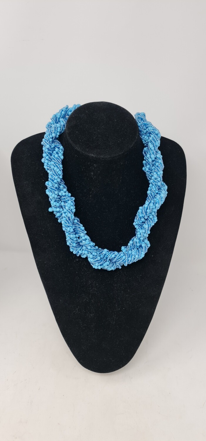 Statement Handbeaded Necklace - Sokota Blue