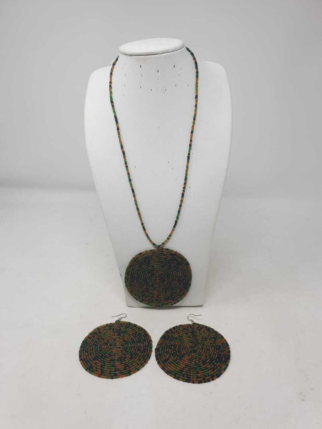 Handbeaded Necklace with Matching Earrings - Duara