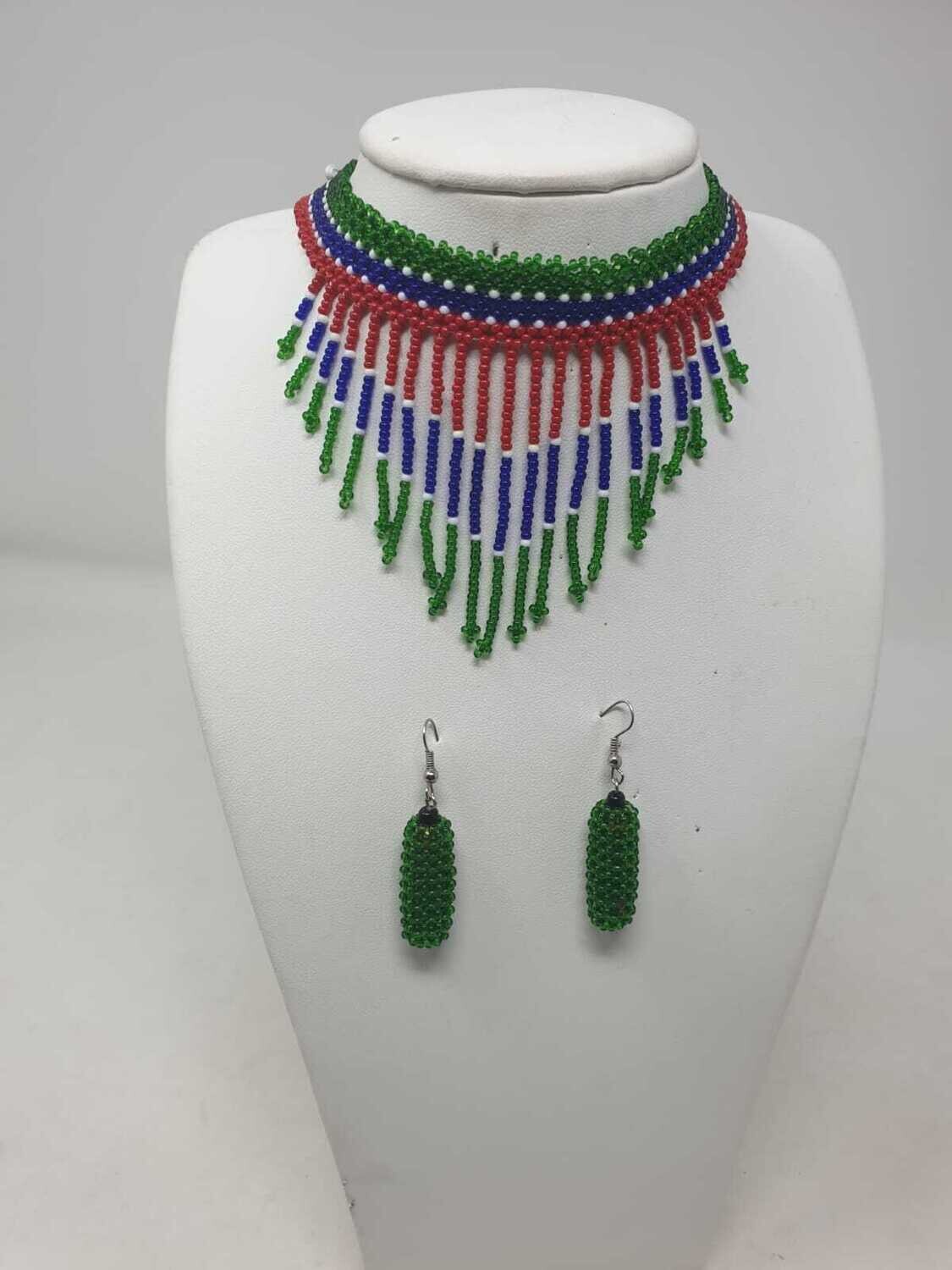 Handbeaded Necklace with Matching Earrings