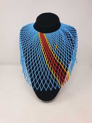 Statement Handbeaded Necklace - Congo Flag Colours