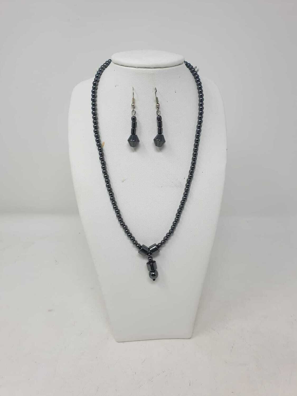 Hematite Necklace Set with Matching Earrings