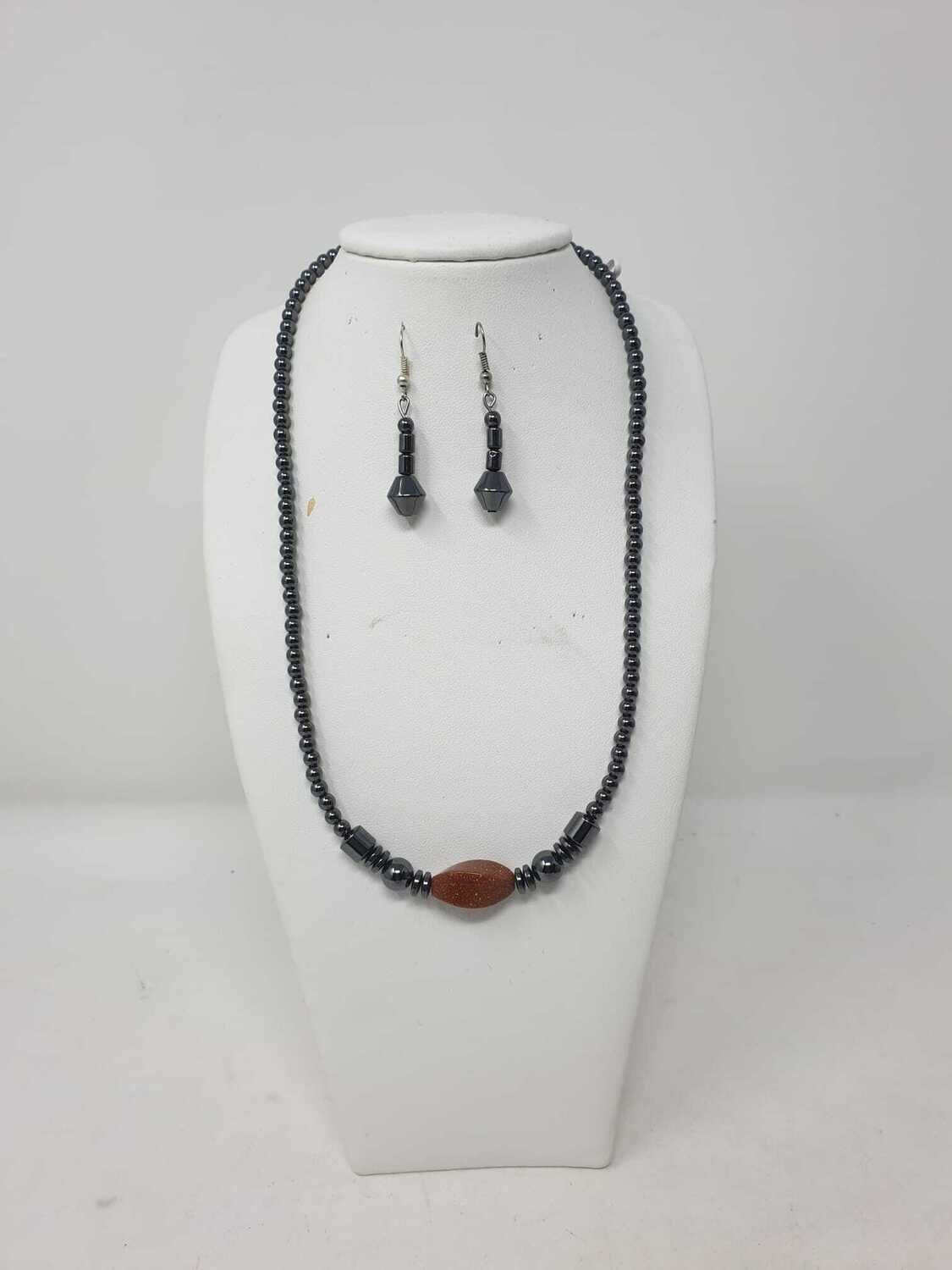 Hematite Necklace Set with Matching Earrings