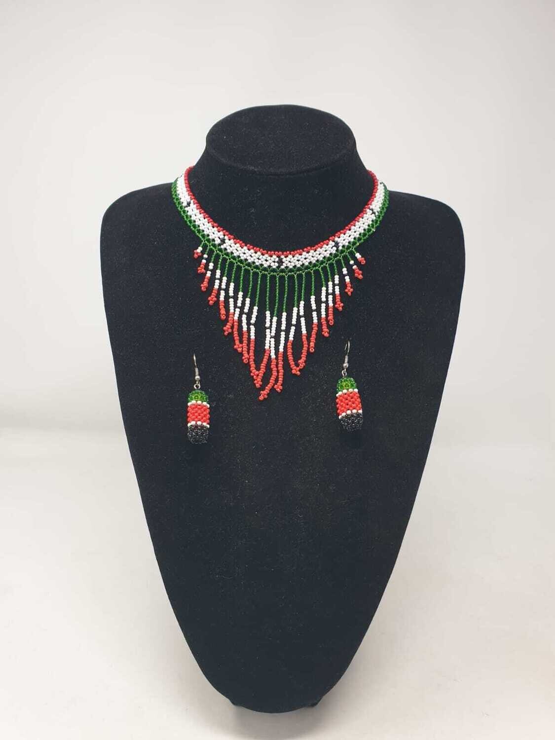 Handbeaded Necklace with Matching Earrings
