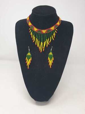 Handbeaded Necklace with Matching Earrings