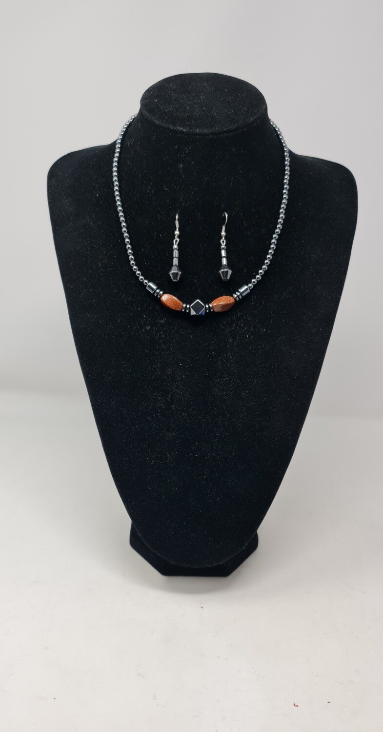 Hematite Mix Necklace Set with Matching Earrings