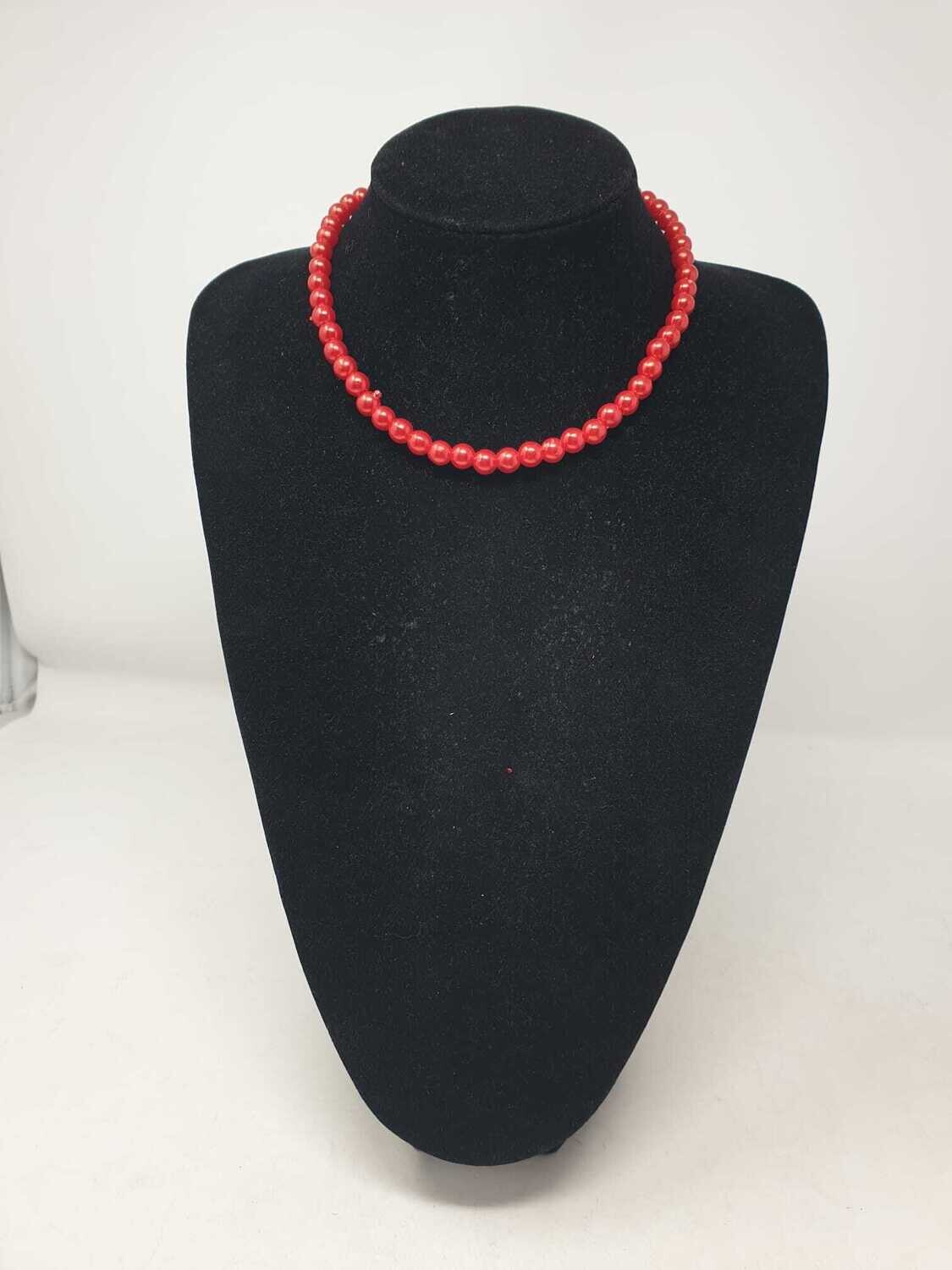 Handmade Beaded Necklace - Red