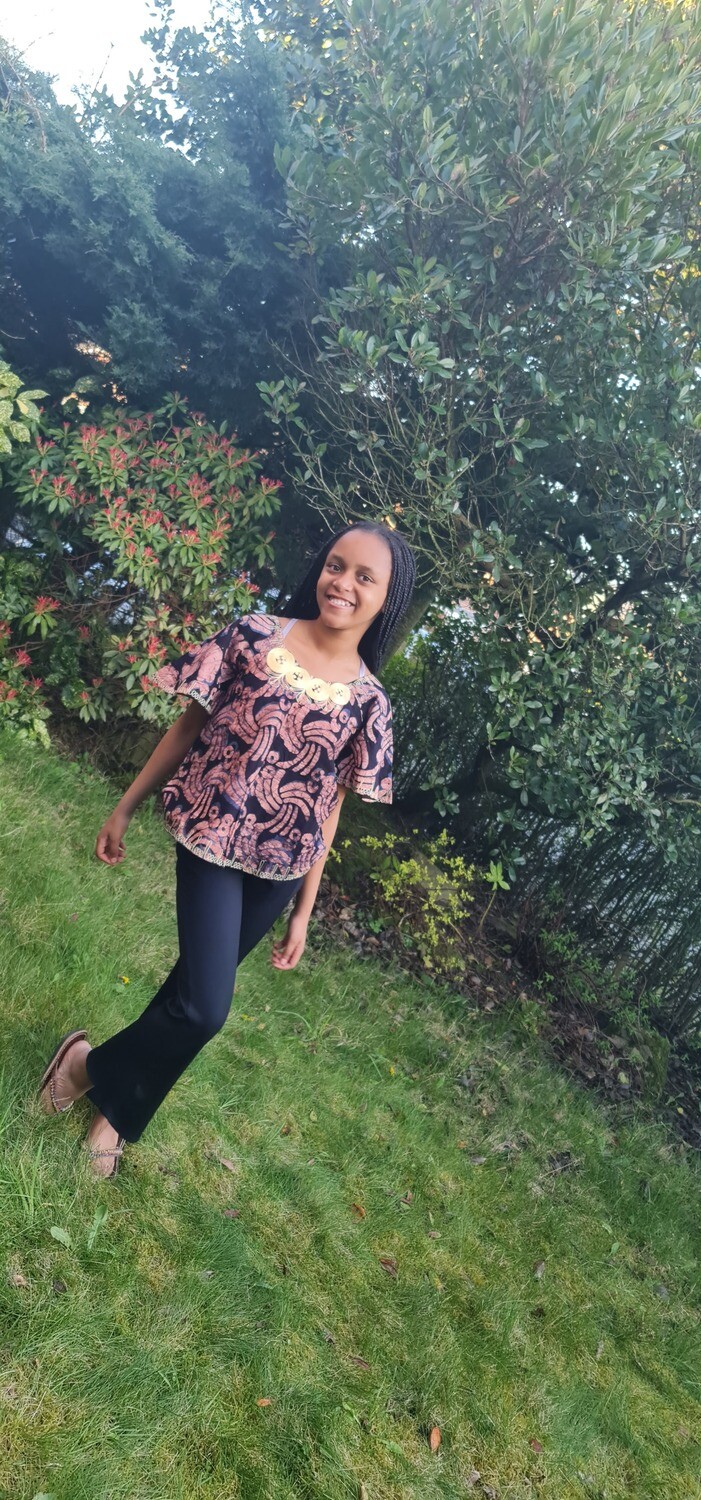 African Print Outfit/Top for Girls - Age 10/12 Years
