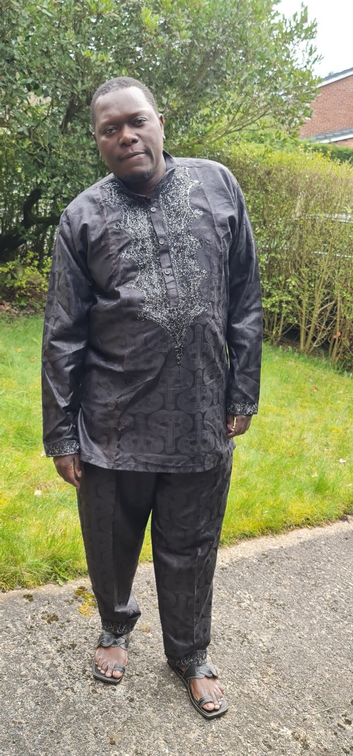 African Two Piece Outfit with Embroidery Shirt - 3XL