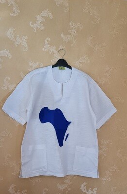 White Shirt with Map of Africa - XL