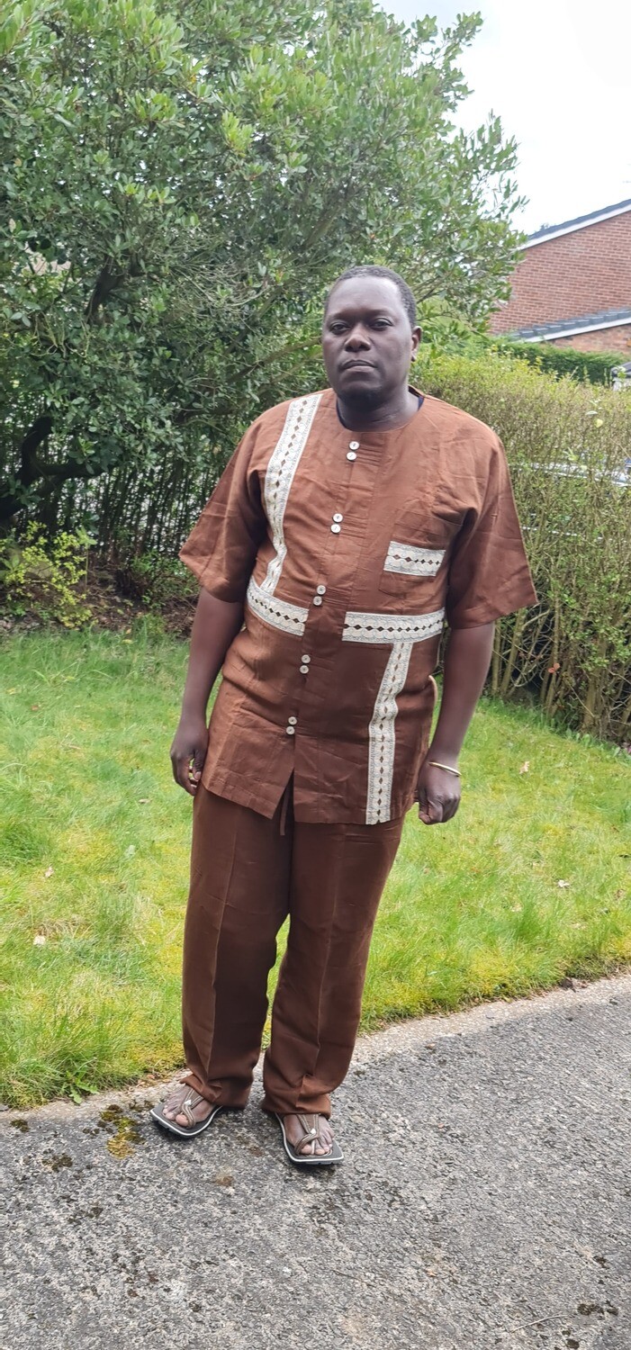 African Two Piece Outfit  - Linen - Size M/L
