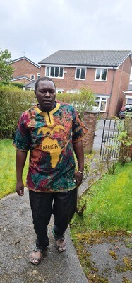African Map with Embroidery Shirt - XL