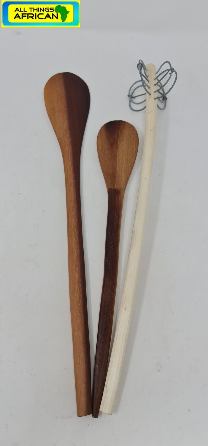 Carved Natural Wood Cooking Spoon Set