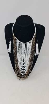 Unique Handbeaded Necklace with Matching Earrings