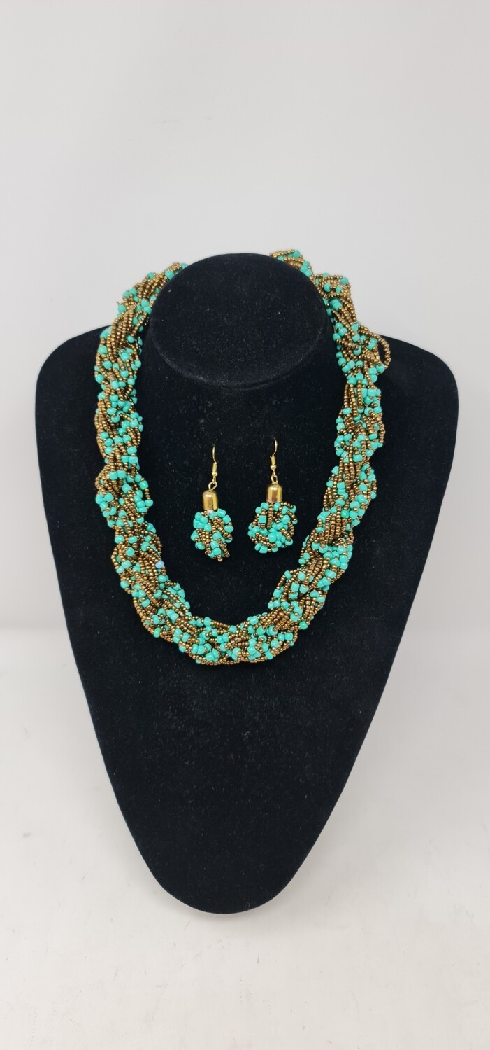 Sokota Necklace with Matching Earrings - Turquoise