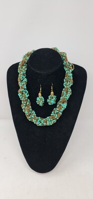 Sokota Necklace with Matching Earrings - Turquoise