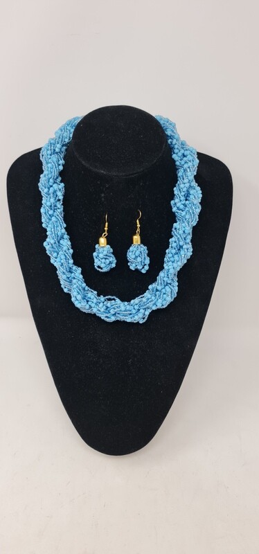 Sokota Necklace with Matching Earrings - Blue