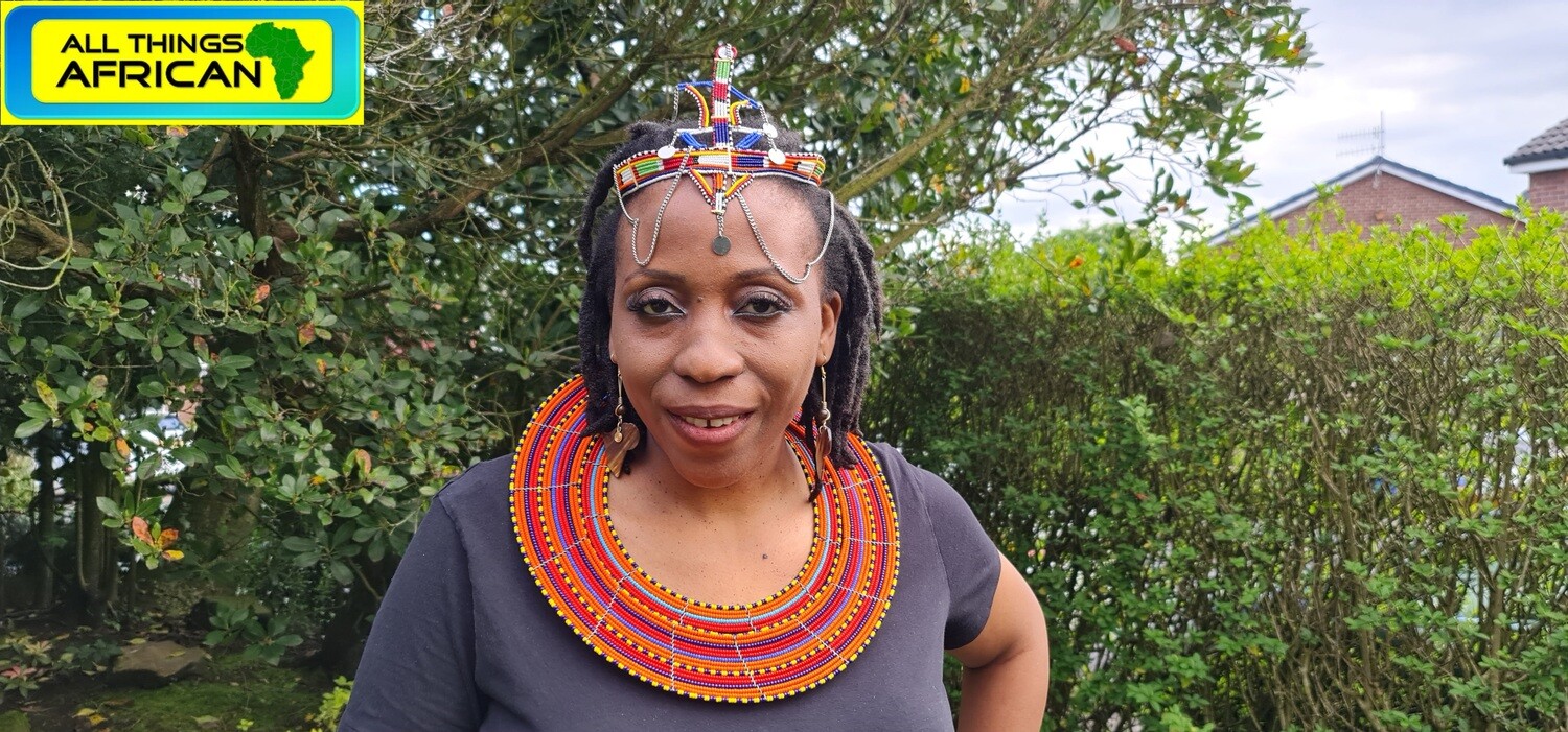 Masai Beaded Necklace with Matching Earrings - Multicolored Mix