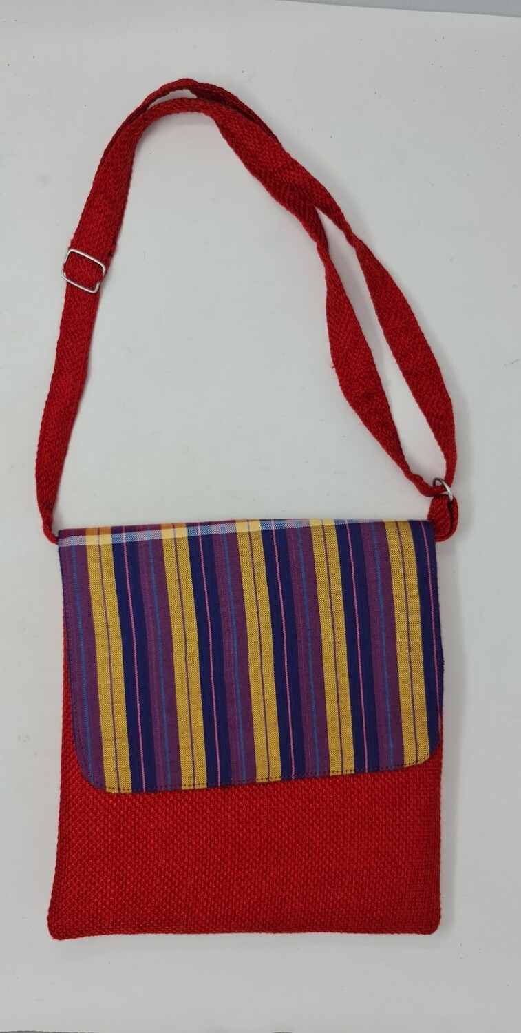 Handmade Cross-Body Laptop Bag - Red Mix