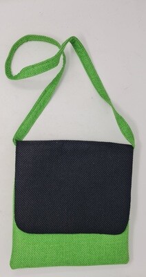 Handmade Cross-Body Laptop Bag - Black and Green