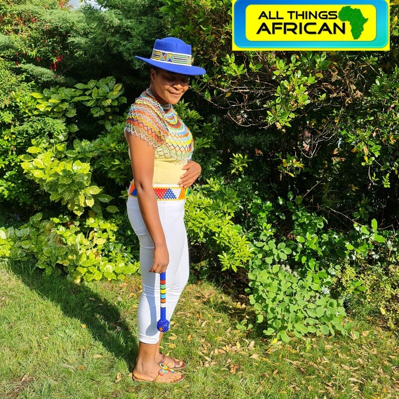 African Traditional Outfit - Hat Necklace Induku and belt