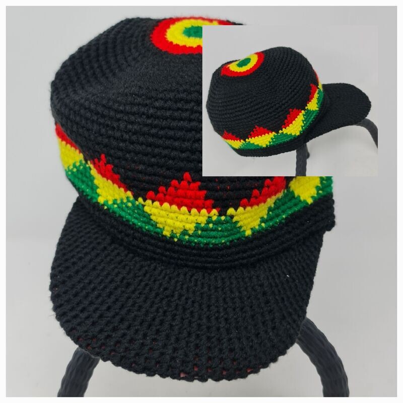 Rasta Wool Fitted Cap - Diamond Shape