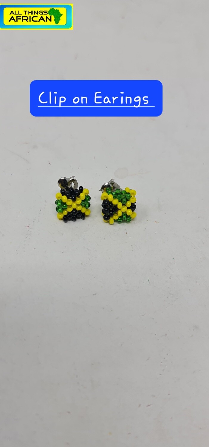 Beaded Handmade Clip-On Earrings - Jamaica Mix