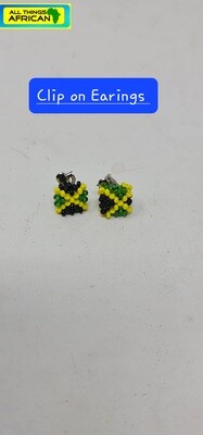 Beaded Handmade Clip-On Earrings - Jamaica Mix