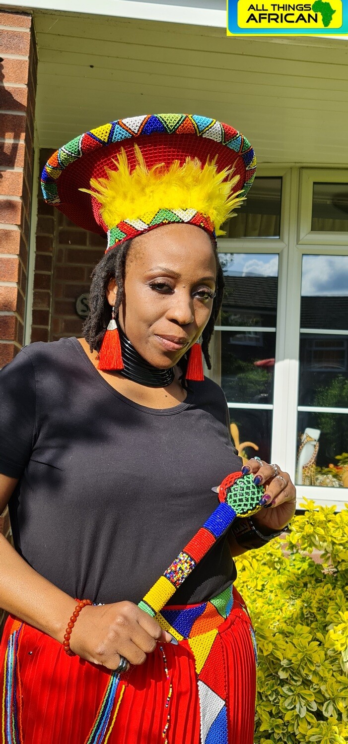 The Big Zulu Isicholo Hat - Red with Dec