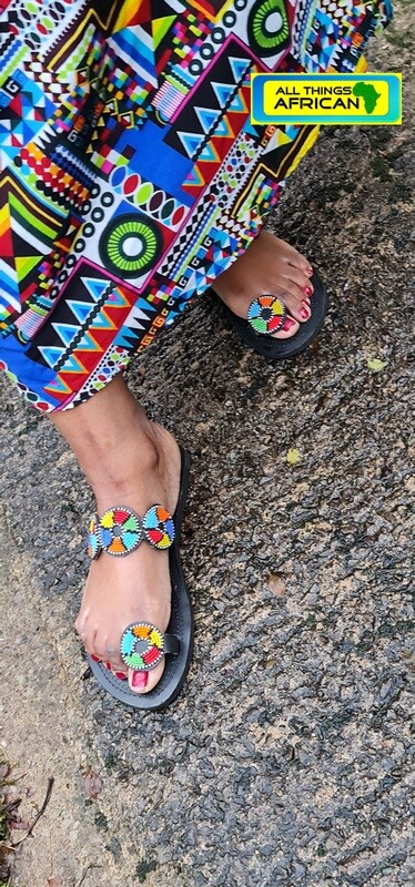 Beautiful Hand Beaded Sandals - One Toe